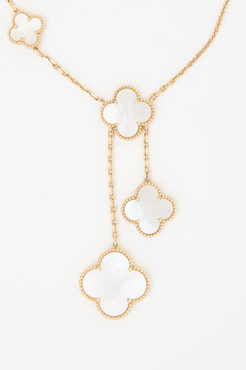 Van Cleef & Arpels 18K Gold & Pearl Magic Alhambra 6 Motif Necklace
