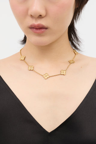 Van Cleef & Arpels 18K Gold Vintage Alhambra 10 Motif Necklace