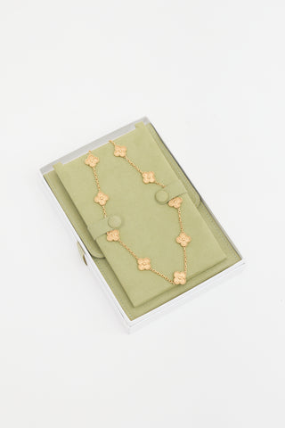 Van Cleef & Arpels 18K Gold Vintage Alhambra 10 Motif Necklace