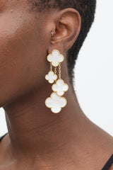 Van Cleef & Arpels 18K Gold & Pearl Magic Alhambra 4 Motif Earrings