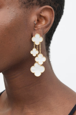 Van Cleef & Arpels 18K Gold & Pearl Magic Alhambra 4 Motif Earrings