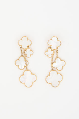 Van Cleef & Arpels 18K Gold & Pearl Magic Alhambra 4 Motif Earrings