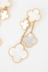 Van Cleef & Arpels 18K Gold & Pearl Magic Alhambra 4 Motif Earrings