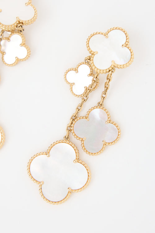 Van Cleef & Arpels 18K Gold & Pearl Magic Alhambra 4 Motif Earrings