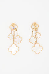 Van Cleef & Arpels 18K Gold & Pearl Magic Alhambra 4 Motif Earrings