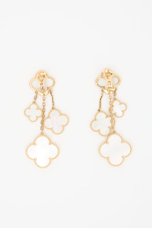 Van Cleef & Arpels 18K Gold & Pearl Magic Alhambra 4 Motif Earrings
