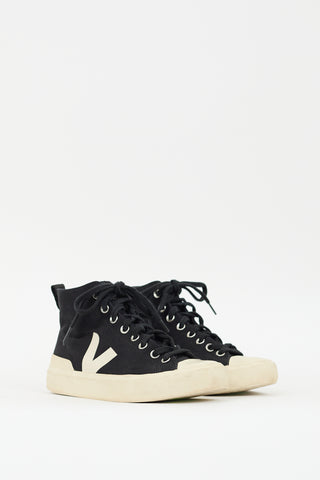 Veja Black & Cream Canvas Wata II Pierre High Top Sneaker