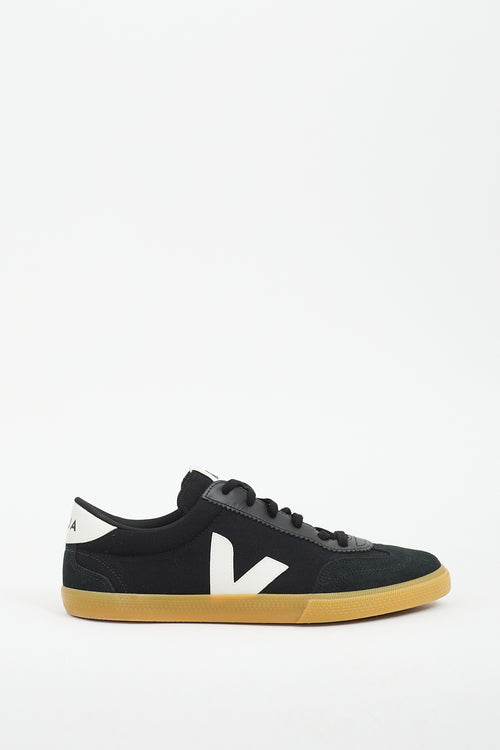 Veja Black Canvas & Suede Volley Sneaker