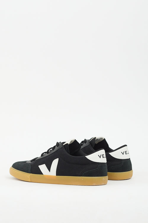 Veja Black Canvas & Suede Volley Sneaker