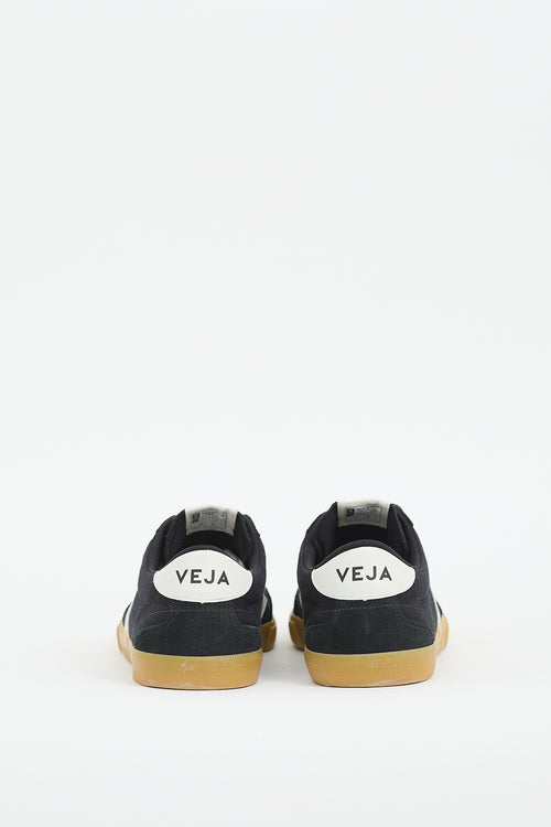 Veja Black Canvas & Suede Volley Sneaker