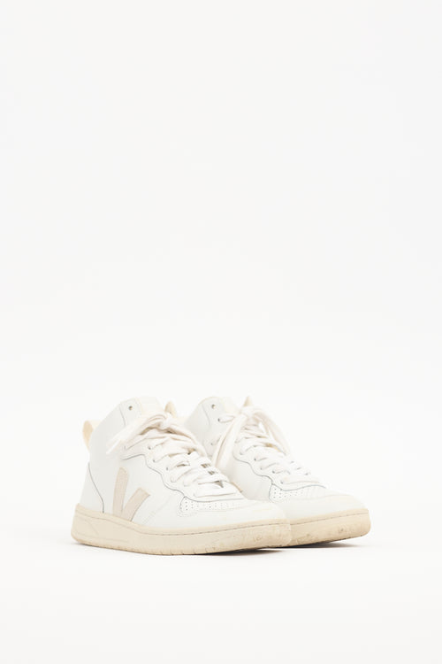 Veja White & Cream Leather V-15 Sneaker