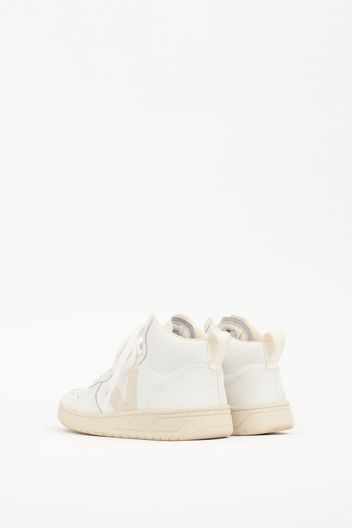 Veja White & Cream Leather V-15 Sneaker