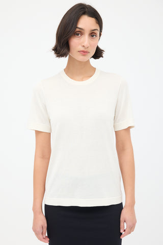 Ven Store Cream Semi Sheer Silk T-Shirt