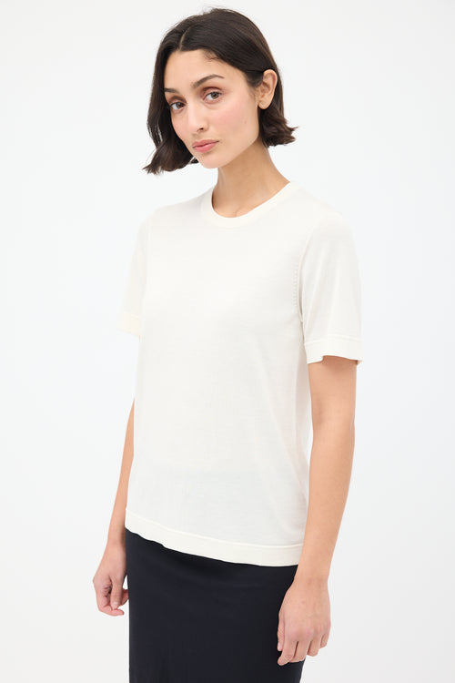 Ven Store Cream Semi Sheer Silk T-Shirt