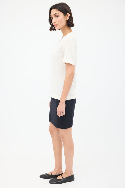 Ven Store Cream Semi Sheer Silk T-Shirt