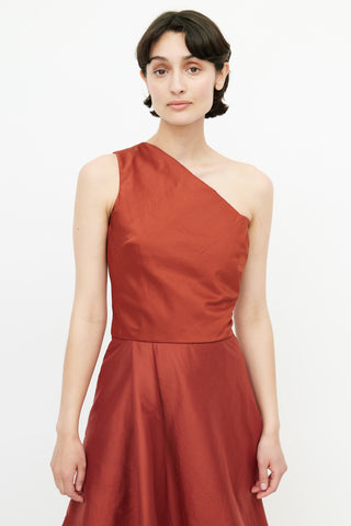 Vera Wang Orange Satin One Shoulder Dress