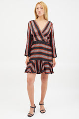 Veronica Beard Black & Red Silk Striped Dress