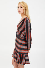 Veronica Beard Black & Red Silk Striped Dress