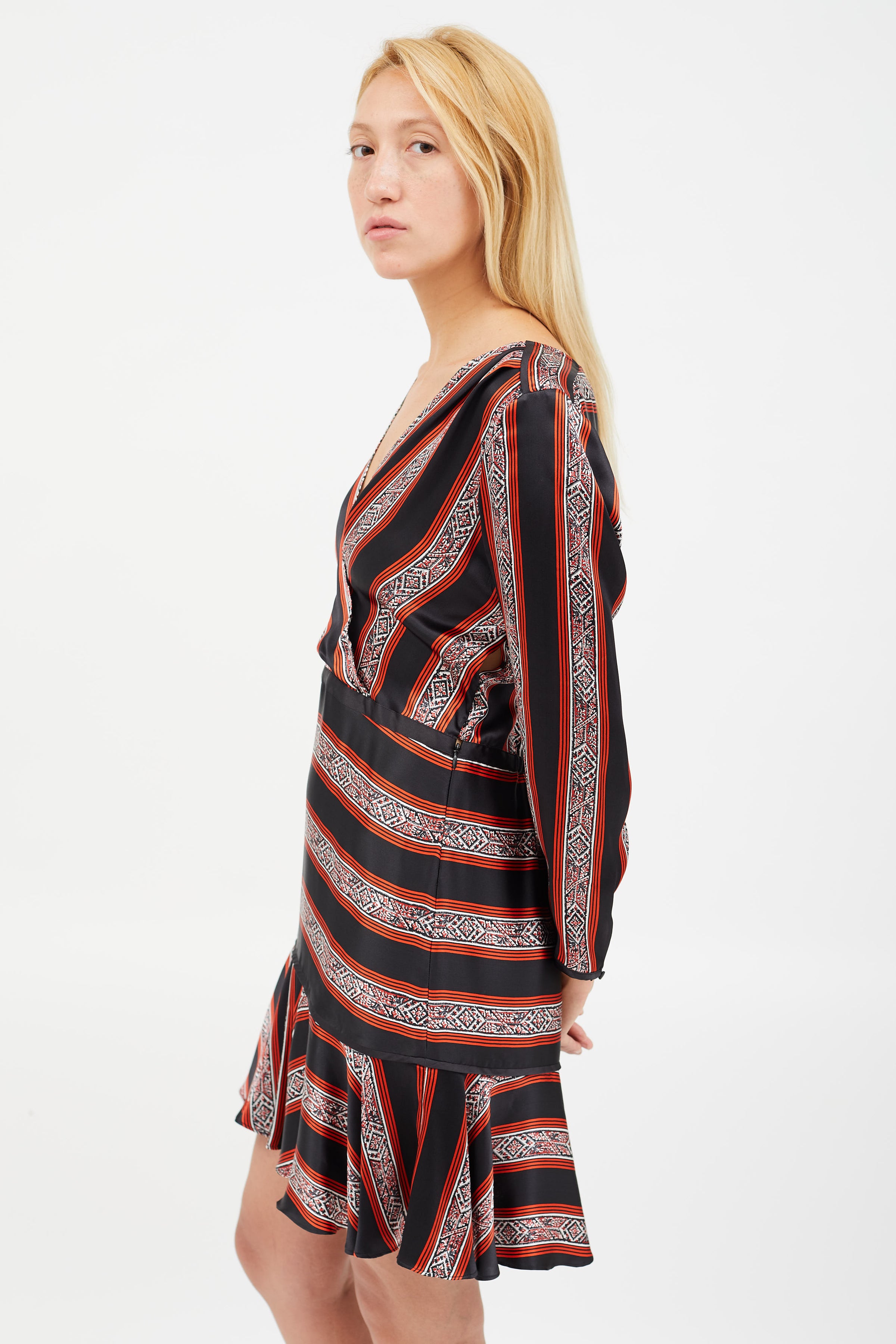 Veronica Beard // Black & Red Silk Striped Dress VSP Consignment Veronica Beard // Black & Red Silk Striped Dress VSP Consignment