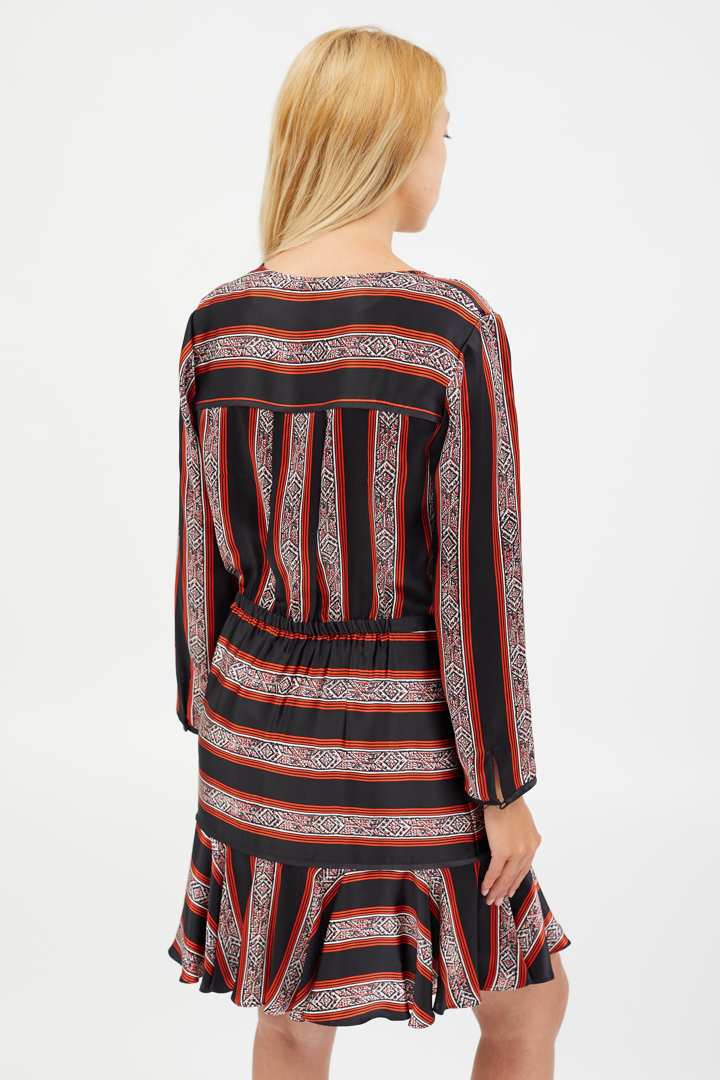 Veronica Beard // Black & Red Silk Striped Dress VSP Consignment Veronica Beard // Black & Red Silk Striped Dress VSP Consignment