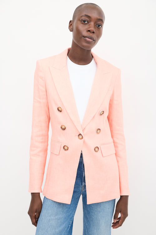 Veronica Beard Pink Linen Double Breasted Blazer