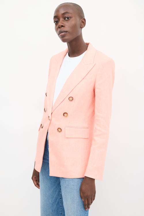 Veronica Beard Pink Linen Double Breasted Blazer