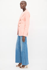Veronica Beard Pink Linen Double Breasted Blazer