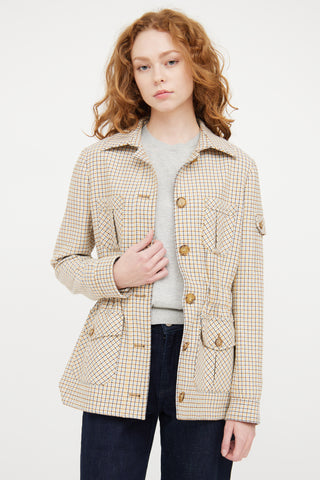 Veronica Beard Beige & Multicolour Plaid Blazer