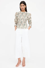 Veronica Beard Smocked Pattern Blouse