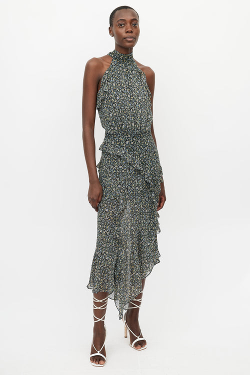 Veronica Beard Black & Multi Kailey Floral Ruffle Dress