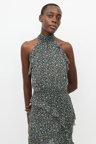 Veronica Beard Black & Multi Kailey Floral Ruffle Dress