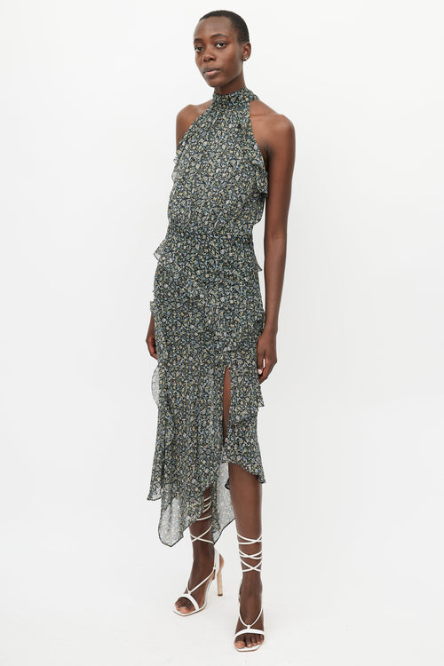 Veronica Beard Black & Multi Kailey Floral Ruffle Dress