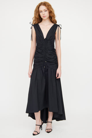 Veronica Beard Black Gathered Perrin Dress