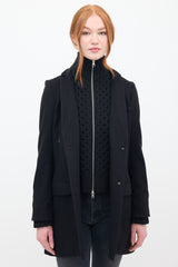 Veronica Beard Black Wool & Knit Pea Coat