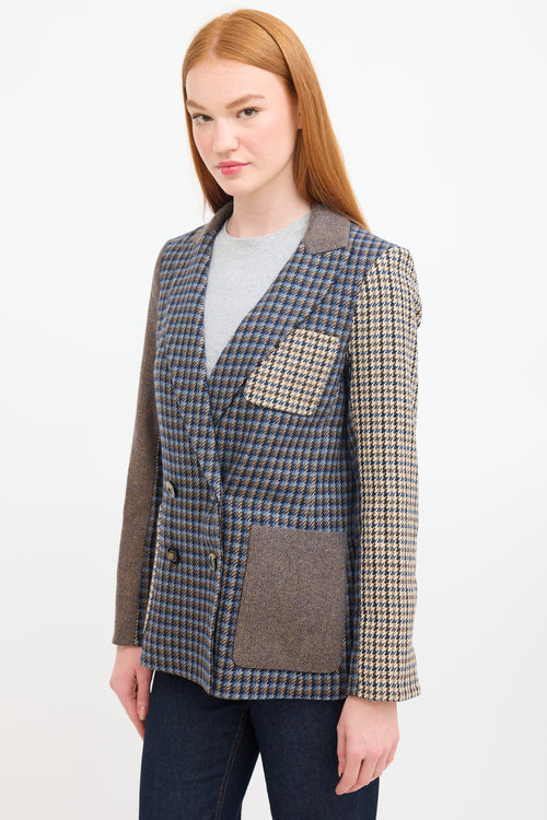 Veronica Beard Blue & Multi Mixed Pattern Faustine Dickey Blazer