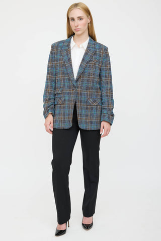 Veronica Beard Plaid Ruched Blazer