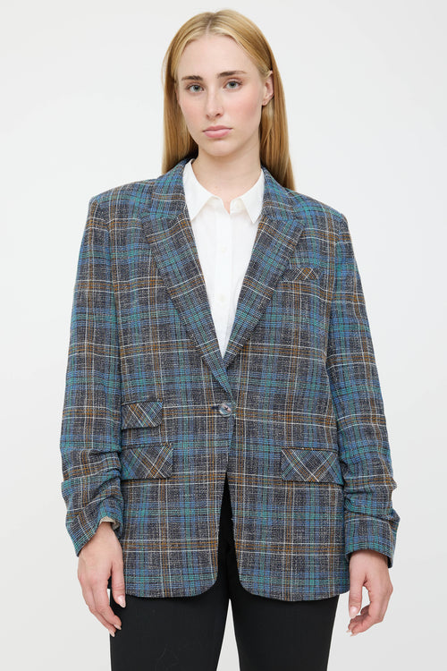 Veronica Beard Plaid Ruched Blazer