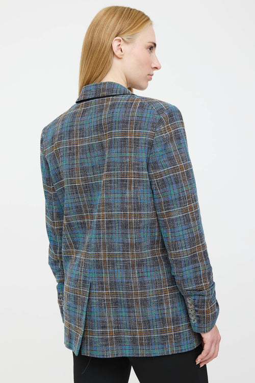 Veronica Beard Plaid Ruched Blazer