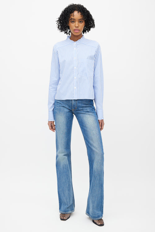 Veronica Beard Blue & White Striped Top