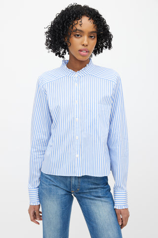 Veronica Beard Blue & White Striped Top