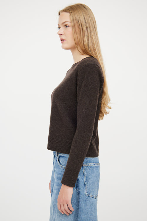 Veronica Beard Brown Cashmere Padded Shoulder Sweater