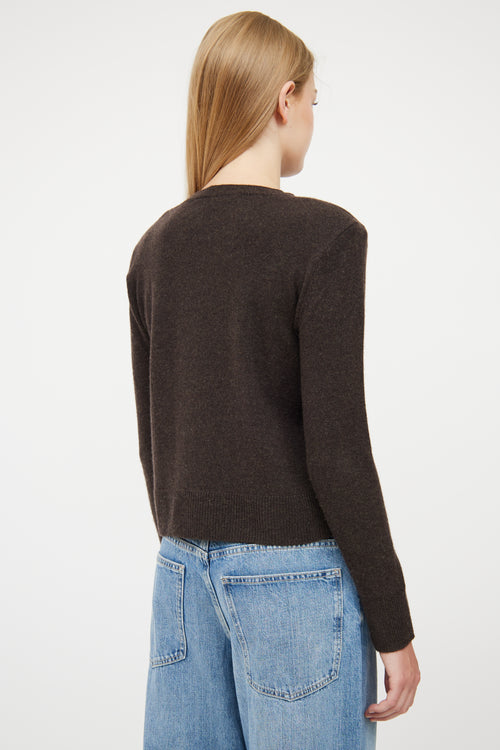 Veronica Beard Brown Cashmere Padded Shoulder Sweater