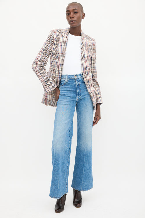 Veronica Beard Beige & Multicolour Plaid Blazer