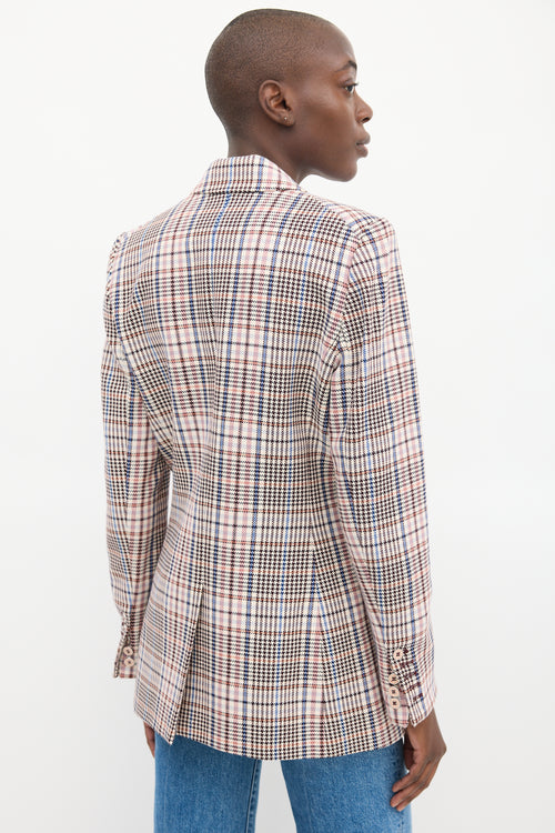 Veronica Beard Beige & Multicolour Plaid Blazer