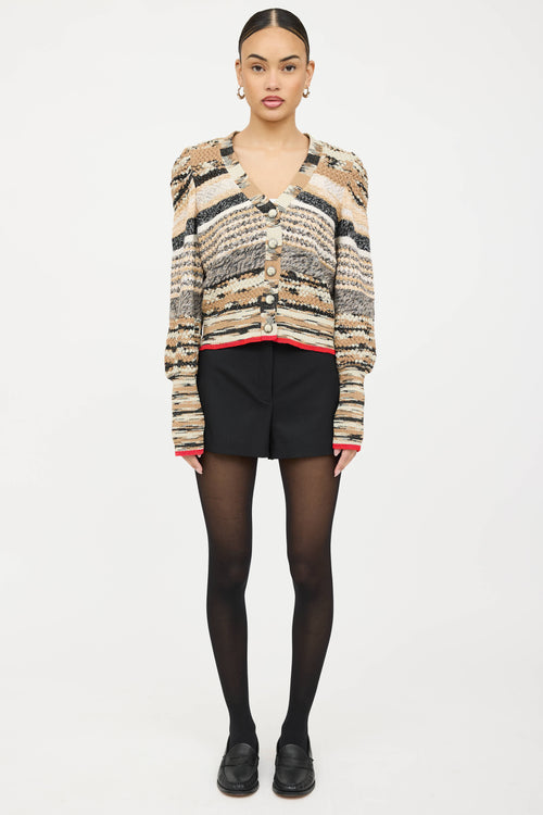 Veronica Beard Beard Cecily Marbled Knit Cardigan