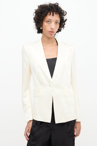 Veronica Beard Cream Satin Peak Lapel Blazer