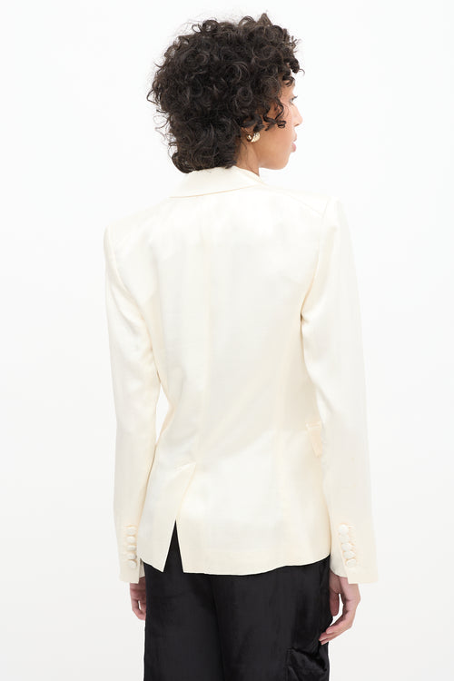 Veronica Beard Cream Satin Peak Lapel Blazer