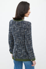 Veronica Beard Green & Navy Tweed Jacket