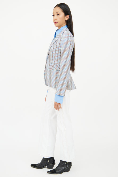 Veronica Beard Blue & Multi Colour Check Blazer