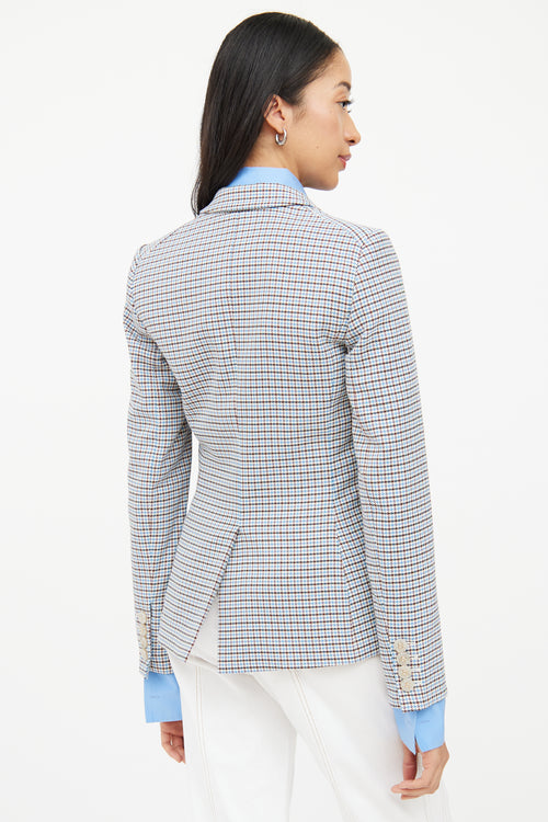 Veronica Beard Blue & Multi Colour Check Blazer